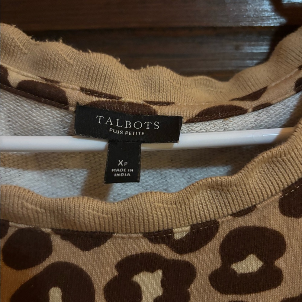 Talbots Leopard Print Crew Neck Sweater - Brown and Tan - Picture 2 of 3